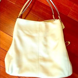 Cream Coach Shoulder Bag